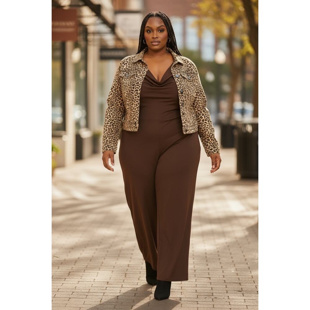 Jill Alexander Chocolate Brown Plus Size Jumpsuit – Sizes 1X–3X‎